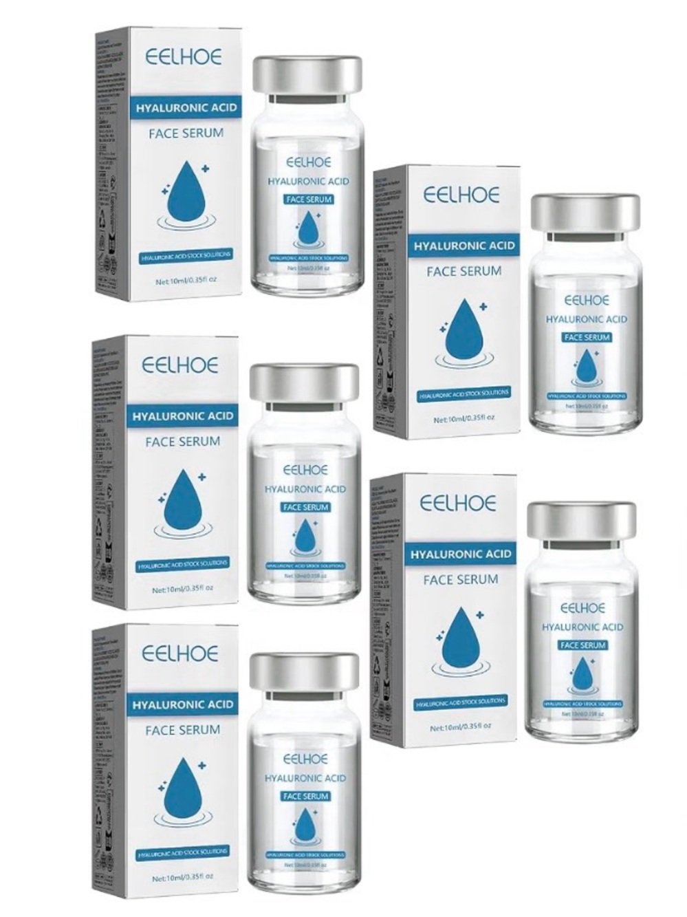 (5 Pack) Eelhoe Hyaluronic Acid Face Serum Microneedling 10mL Collagen NEW